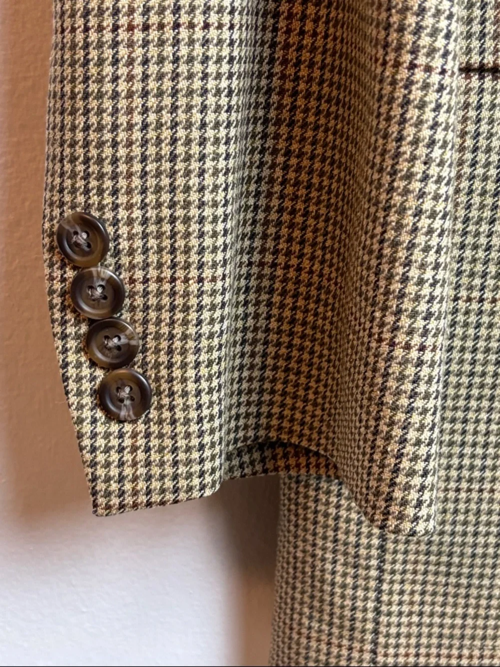 Lauren Ralph Lauren Lord & Taylor Men's 44L Classic Houndstooth Blazer Tan Brown